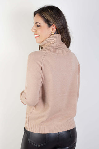 Blusa feminina de tricô gola boba 81148 - Enluaze - Vestuário e Acessórios em Couro Legítimo