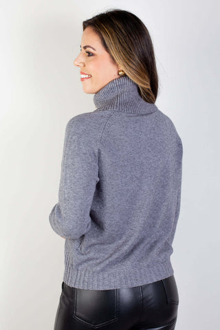 Blusa feminina de tricô gola boba 81148 - Enluaze - Vestuário e Acessórios em Couro Legítimo