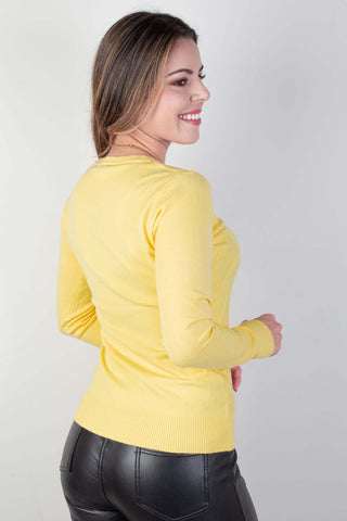 Blusa gola redonda feminina 81158 - Enluaze - Vestuário e Acessórios em Couro Legítimo