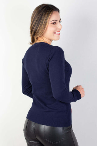 Blusa gola redonda feminina 81158 - Enluaze - Vestuário e Acessórios em Couro Legítimo