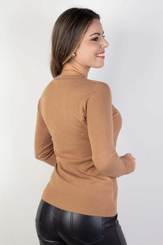 Blusa gola redonda feminina 81158 - Enluaze - Vestuário e Acessórios em Couro Legítimo
