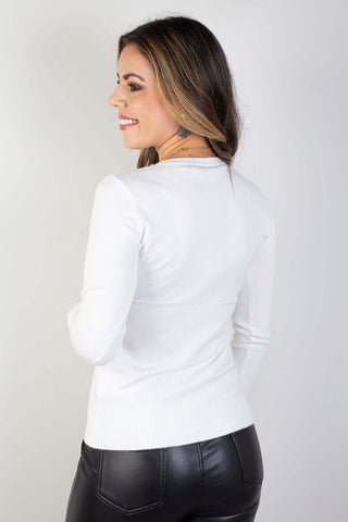 Blusa gola redonda feminina 81158 - Enluaze - Vestuário e Acessórios em Couro Legítimo