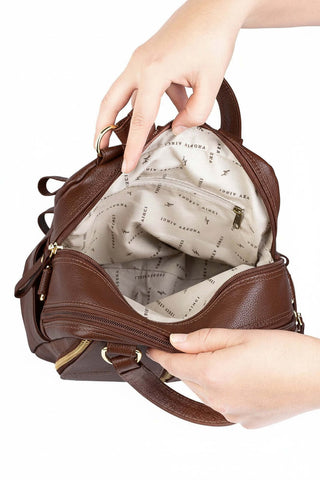 Bolsa mochila 2 em 1 em couro liso Marina - Enluaze - Bolsas, Mochilas e Acessórios em Couro Legítimo