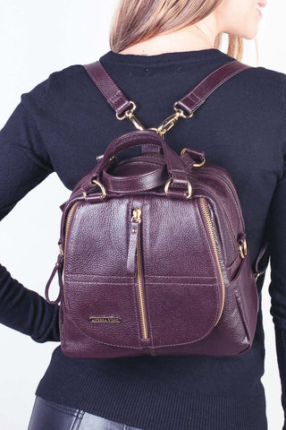 Bolsa mochila 2 em 1 em couro liso Marina - Enluaze - Bolsas, Mochilas e Acessórios em Couro Legítimo