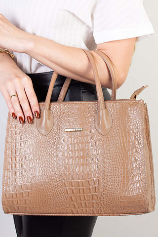 Bolsa de couro croco estruturada Valéria - Enluaze - Bolsas, Mochilas e Acessórios em Couro Legítimo