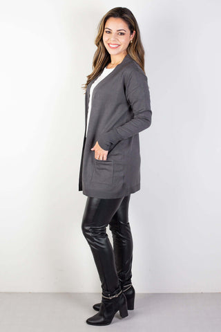 Cardigan de malha alongado feminino 85096 - Enluaze - Vestuário e Acessórios em Couro Legítimo