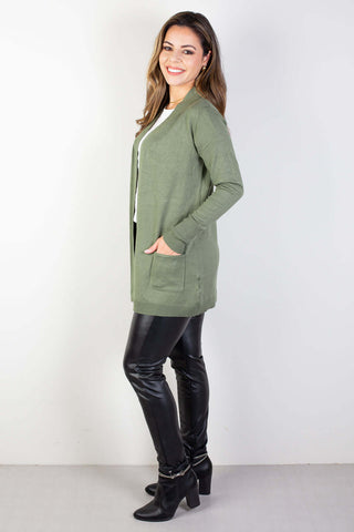 Cardigan de malha alongado feminino 85096 - Enluaze - Vestuário e Acessórios em Couro Legítimo