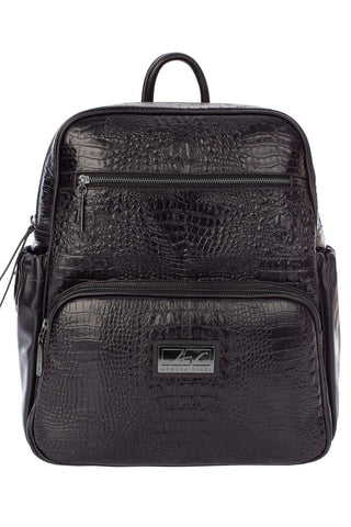Mochila grande de couro croco grafite Zooey - Enluaze - Bolsas, Mochilas e Acessórios em Couro Legítimo