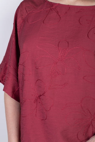 Blusa feminina manga 7/8 bordada 51111