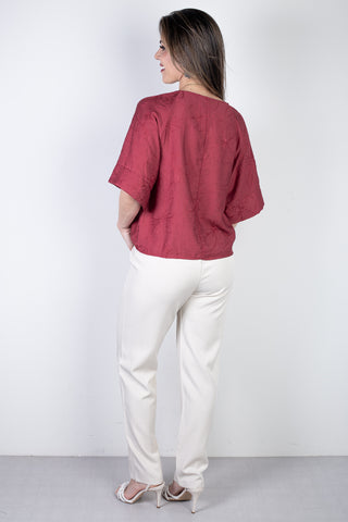 Blusa feminina manga 7/8 bordada 51111
