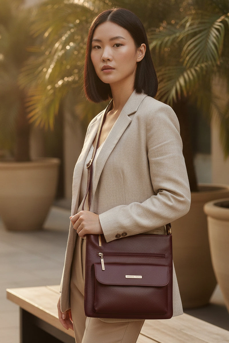 Bolsa transversal de couro liso Karen