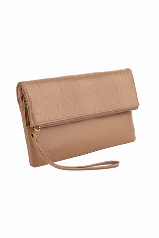 Clutch de couro croco Nikki