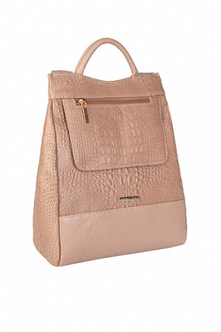 Mochila pequena antifurto couro croco Susan - Enluaze - Bolsas, Mochilas e Acessórios em Couro Legítimo