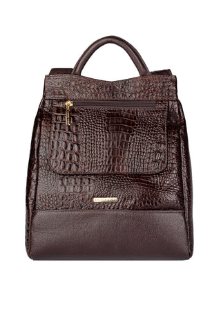 Mochila pequena antifurto couro croco Susan - Enluaze - Bolsas, Mochilas e Acessórios em Couro Legítimo