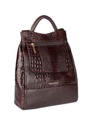 Mochila pequena antifurto couro croco Susan - Enluaze - Bolsas, Mochilas e Acessórios em Couro Legítimo