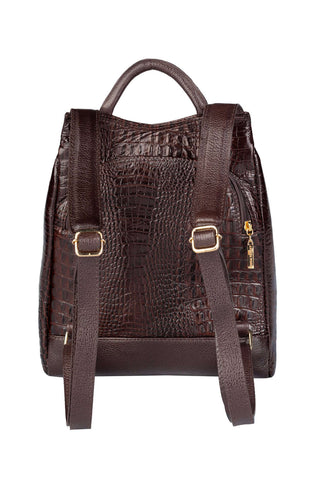 Mochila pequena antifurto couro croco Susan - Enluaze - Bolsas, Mochilas e Acessórios em Couro Legítimo