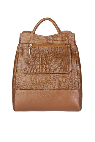 Mochila pequena antifurto couro croco Susan - Enluaze - Bolsas, Mochilas e Acessórios em Couro Legítimo