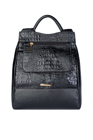 Mochila pequena antifurto couro croco Susan - Enluaze - Bolsas, Mochilas e Acessórios em Couro Legítimo