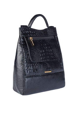 Mochila pequena antifurto couro croco Susan - Enluaze - Bolsas, Mochilas e Acessórios em Couro Legítimo