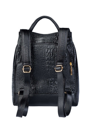 Mochila pequena antifurto couro croco Susan - Enluaze - Bolsas, Mochilas e Acessórios em Couro Legítimo