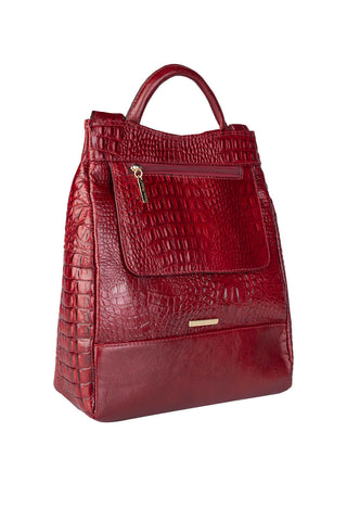 Mochila pequena antifurto couro croco Susan - Enluaze - Bolsas, Mochilas e Acessórios em Couro Legítimo