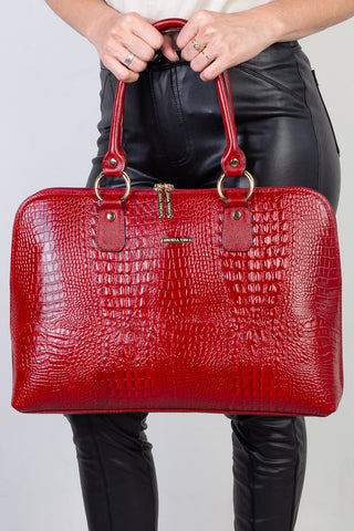 Pasta grande em couro croco Izabela