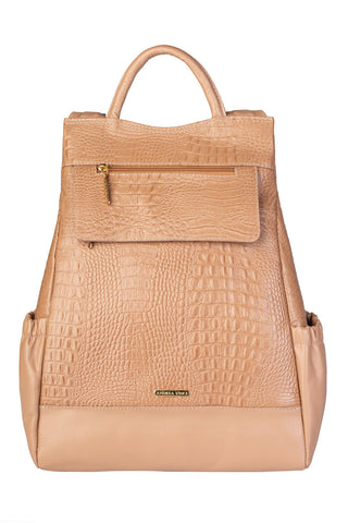 Mochila antifurto de couro croco Suelen - Enluaze - Bolsas, Mochilas e Acessórios em Couro Legítimo