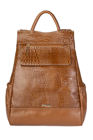 Mochila antifurto de couro croco Suelen - Enluaze - Bolsas, Mochilas e Acessórios em Couro Legítimo