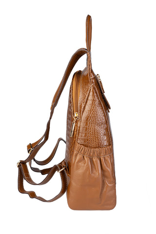 Mochila antifurto de couro croco Suelen - Enluaze - Bolsas, Mochilas e Acessórios em Couro Legítimo