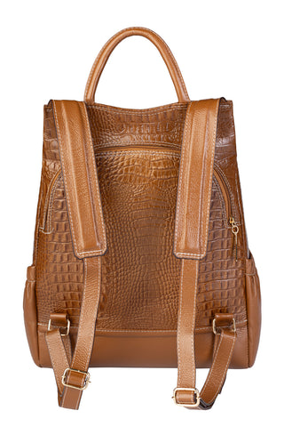 Mochila antifurto de couro croco Suelen - Enluaze - Bolsas, Mochilas e Acessórios em Couro Legítimo