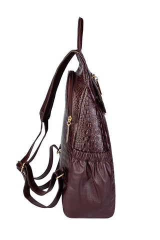 Mochila antifurto de couro croco Suelen - Enluaze - Bolsas, Mochilas e Acessórios em Couro Legítimo