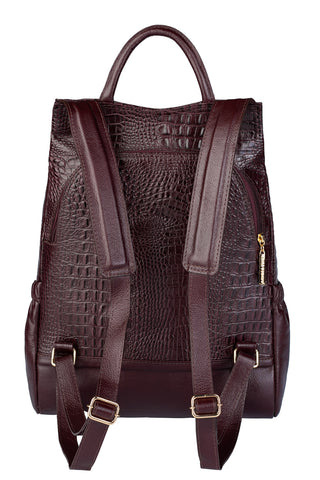 Mochila antifurto de couro croco Suelen - Enluaze - Bolsas, Mochilas e Acessórios em Couro Legítimo