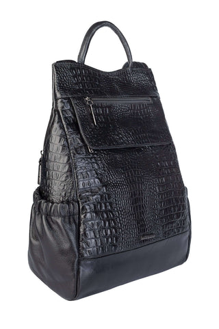 Mochila antifurto de couro croco grafite Suelen - Enluaze - Bolsas, Mochilas e Acessórios em Couro Legítimo