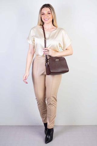 Bolsa transversal feminina de couro liso Paola - Enluaze - Bolsas, Mochilas e Acessórios em Couro Legítimo