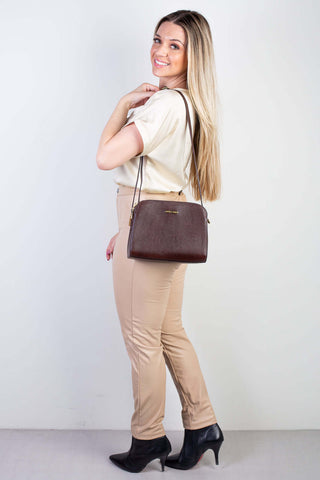 Bolsa transversal feminina de couro liso Paola - Enluaze - Bolsas, Mochilas e Acessórios em Couro Legítimo