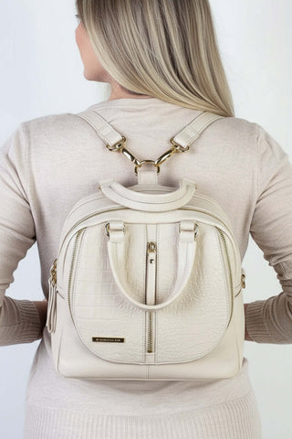 Bolsa mochila 2 em 1 em couro croco Marina - Enluaze - Bolsas, Mochilas e Acessórios em Couro Legítimo