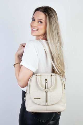 Bolsa mochila 2 em 1 em couro croco Marina - Enluaze - Bolsas, Mochilas e Acessórios em Couro Legítimo