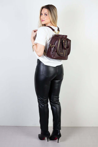 Bolsa mochila 2 em 1 em couro croco Marina - Enluaze - Bolsas, Mochilas e Acessórios em Couro Legítimo