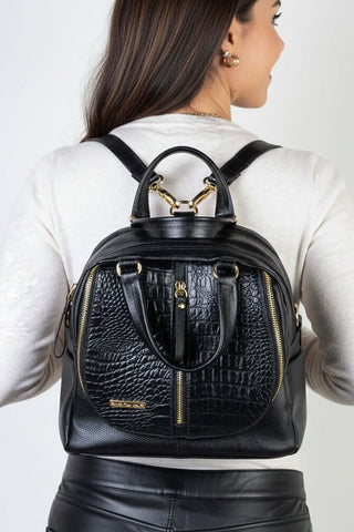 Bolsa mochila 2 em 1 em couro croco Marina - Enluaze - Bolsas, Mochilas e Acessórios em Couro Legítimo