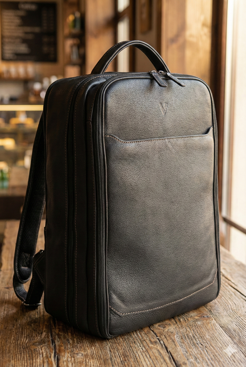 Mochila mala masculina em couro floater grande para notebook Gabriel
