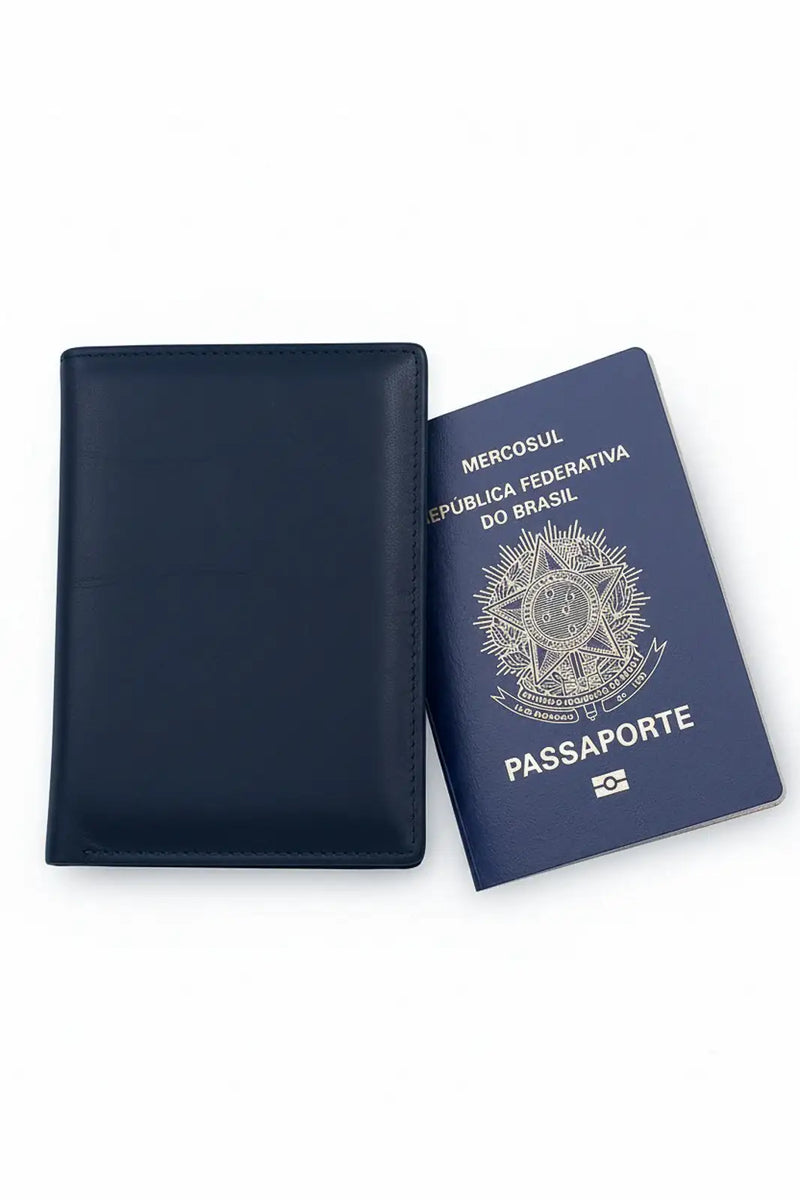 Porta passaporte de couro 14x10cm