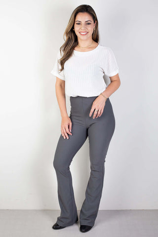 Calça flare cintura alta feminina 80020 - Enluaze - Vestuário e Acessórios em Couro Legítimo