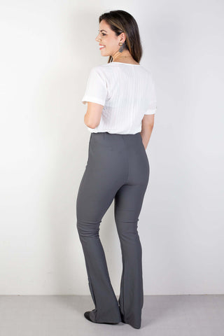 Calça flare cintura alta feminina 80020 - Enluaze - Vestuário e Acessórios em Couro Legítimo