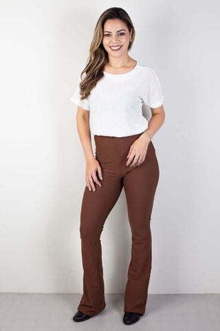 Calça flare cintura alta feminina 80020 - Enluaze - Vestuário e Acessórios em Couro Legítimo