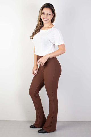 Calça flare cintura alta feminina 80020 - Enluaze - Vestuário e Acessórios em Couro Legítimo
