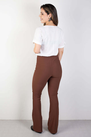 Calça flare cintura alta feminina 80020 - Enluaze - Vestuário e Acessórios em Couro Legítimo