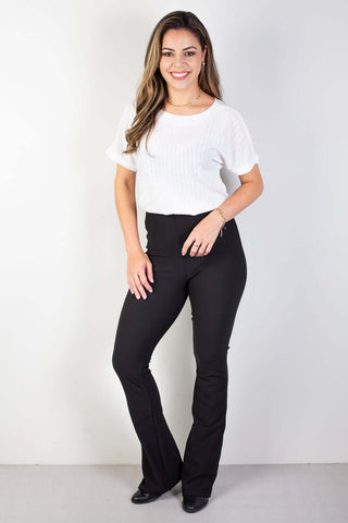 Calça flare cintura alta feminina 80020 - Enluaze - Vestuário e Acessórios em Couro Legítimo