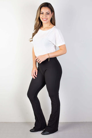 Calça flare cintura alta feminina 80020 - Enluaze - Vestuário e Acessórios em Couro Legítimo