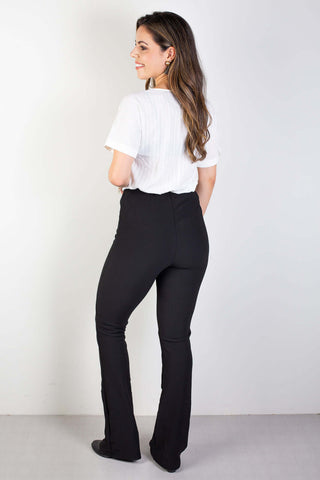 Calça flare cintura alta feminina 80020 - Enluaze - Vestuário e Acessórios em Couro Legítimo