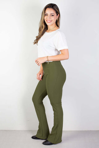 Calça flare cintura alta feminina 80020 - Enluaze - Vestuário e Acessórios em Couro Legítimo